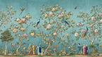 Chinoiserie Peacock Mural: Turquoise Floral Peel and Stick Wallpaper - View 6
