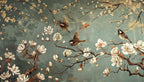 Magnolia Bird Chinoiserie Wallpaper - Botanical Green Peel and Stick Wall Mural - View 6