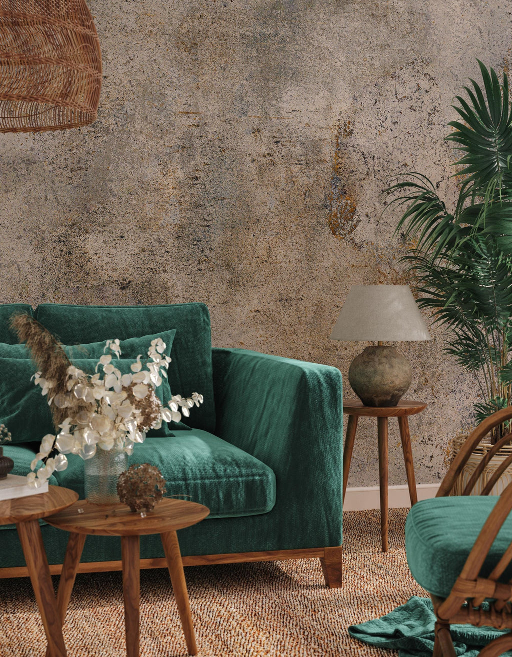 Custom Beige Concrete Look Wallpaper, Industrial Wall Mural, Peel and Stick