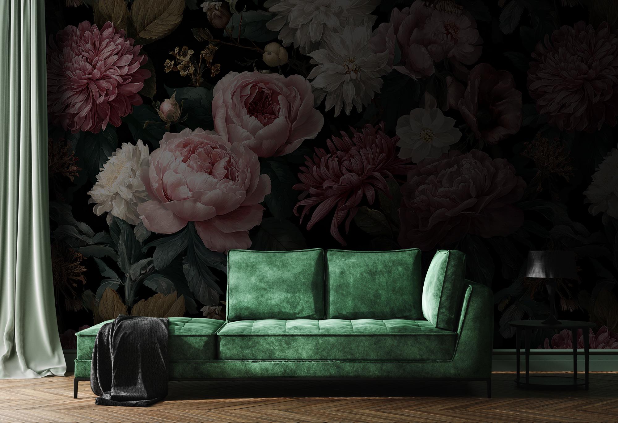 Peony Floral Wallpaper, Big Rose Wallpaper Peel and Stick Wall Mural - View 4