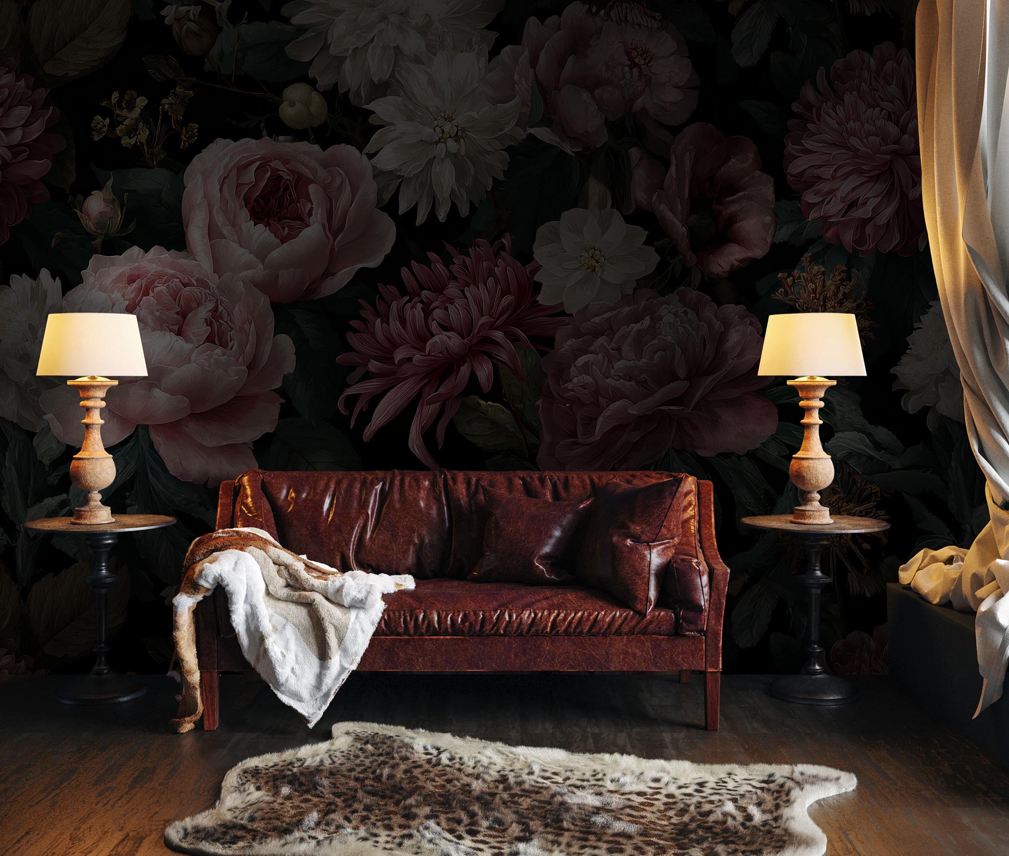Peony Floral Wallpaper, Big Rose Wallpaper Peel and Stick Wall Mural - View 3