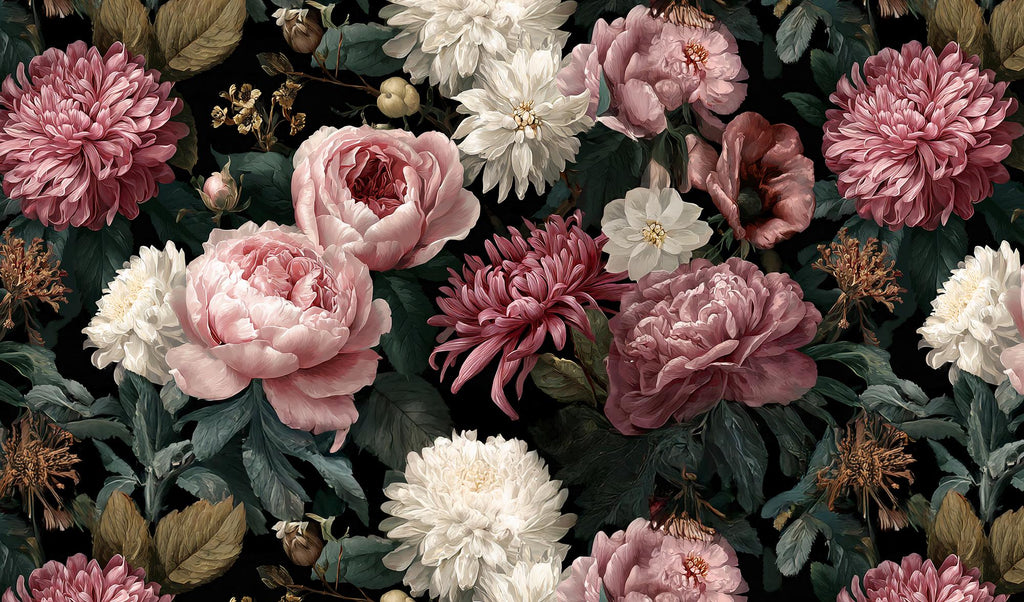 Peony Floral Wallpaper, Big Rose Wallpaper Peel and Stick Wall Mural - View 6