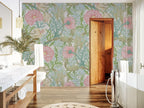 Pink Floral Peel and Stick Wallpaper: Vintage Botanical Wall Mural - View 4