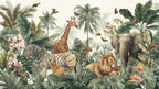 Safari Nursery Wallpaper: Peel and Stick Jungle Animals Wall Mural - View 6