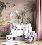 Pink Safari Peel and Stick Wallpaper, Jungle Animals Kids Room Mural - View 6