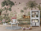 Pink Safari Peel and Stick Wallpaper, Jungle Animals Kids Room Mural - View 5