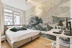 Vintage Pastoral Landscape Wallpaper, Gray Countryside Peel and Stick Wall Mural - View 3