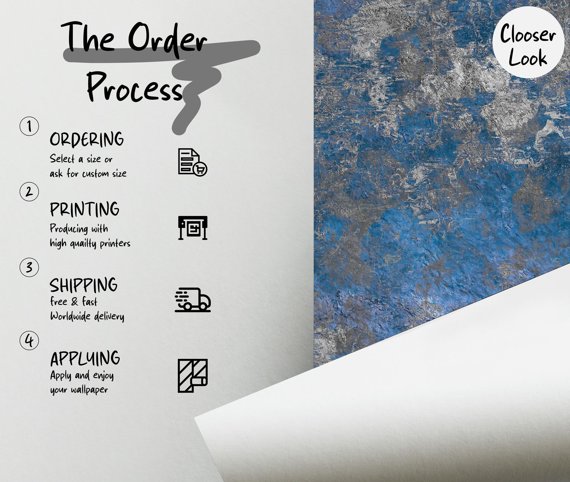 Blue Concrete Peel and Stick Wallpaper, Marble Mural - View 6
