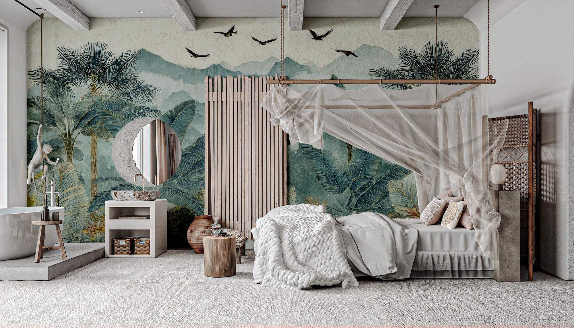 Big Tropical Wallpaper: Peel and Stick, Removable Jungle Wall Art - View 5