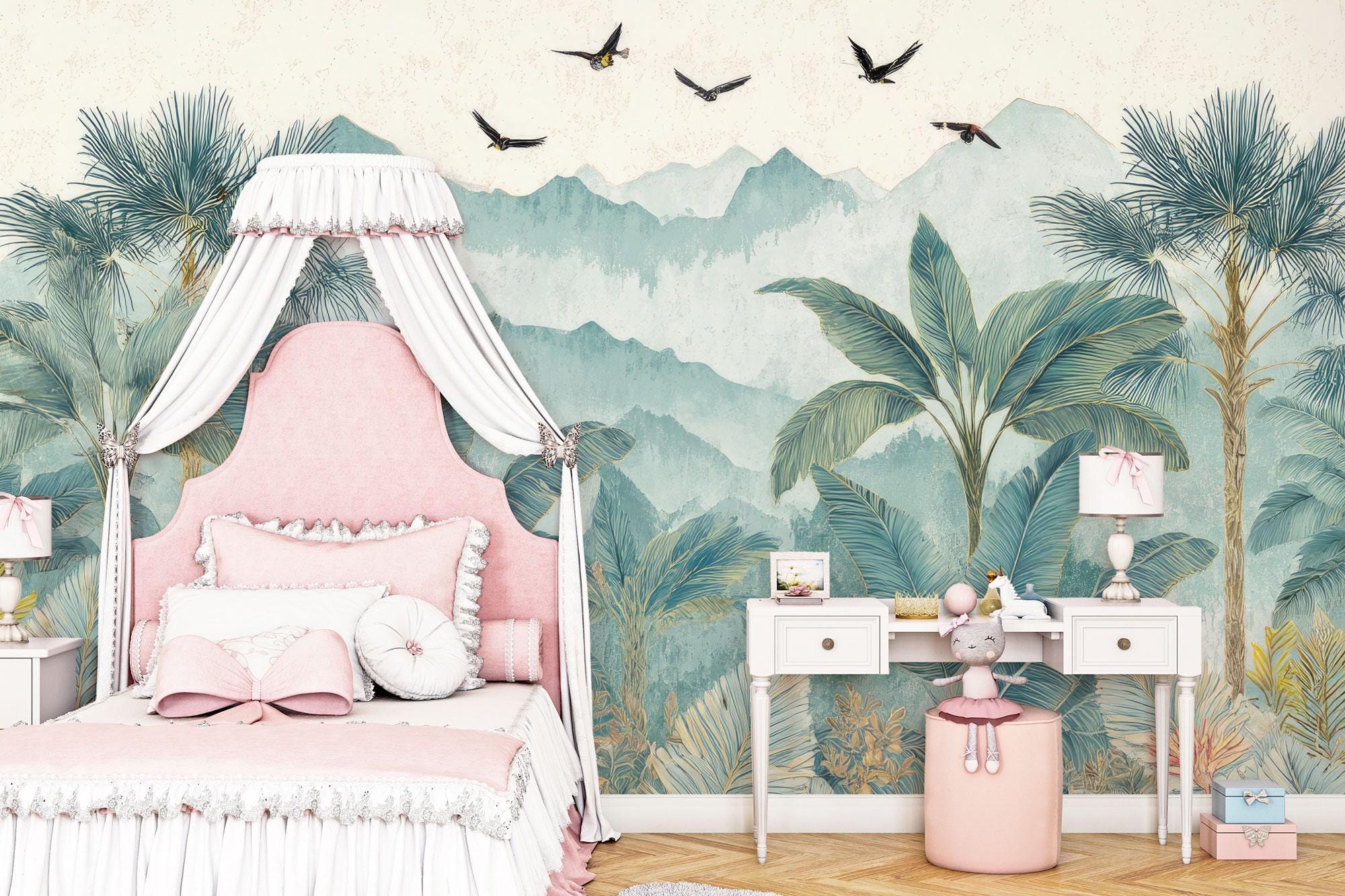 Big Tropical Wallpaper: Peel and Stick, Removable Jungle Wall Art - View 4