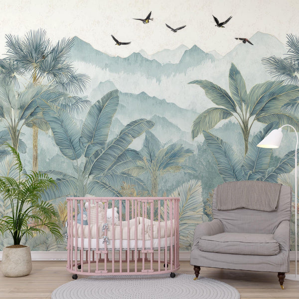 Big Tropical Wallpaper: Peel and Stick, Removable Jungle Wall Art