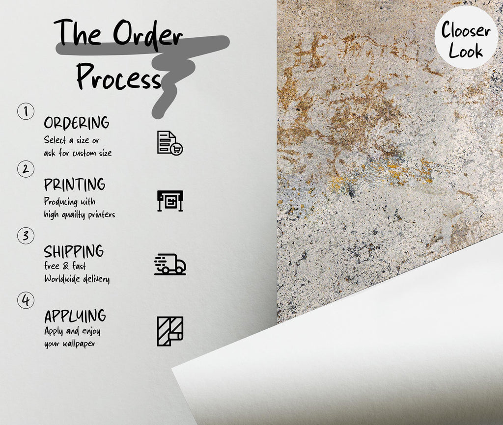 Custom Beige Concrete Look Wallpaper, Industrial Wall Mural, Peel and Stick - View 5