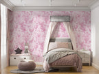 Pink Safari Nursery Wallpaper: Jungle Animals Peel and Stick Mural - View 3