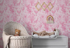 Pink Safari Nursery Wallpaper: Jungle Animals Peel and Stick Mural - View 4