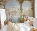 Vintage Landscape Wall Mural, Removable Italian Canal Wallpaper, Peel and Stick Wallpaper - View 2