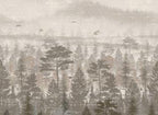 Foggy Forest Wall Mural: Vintage Tree Landscape Removable Wallpaper - View 6