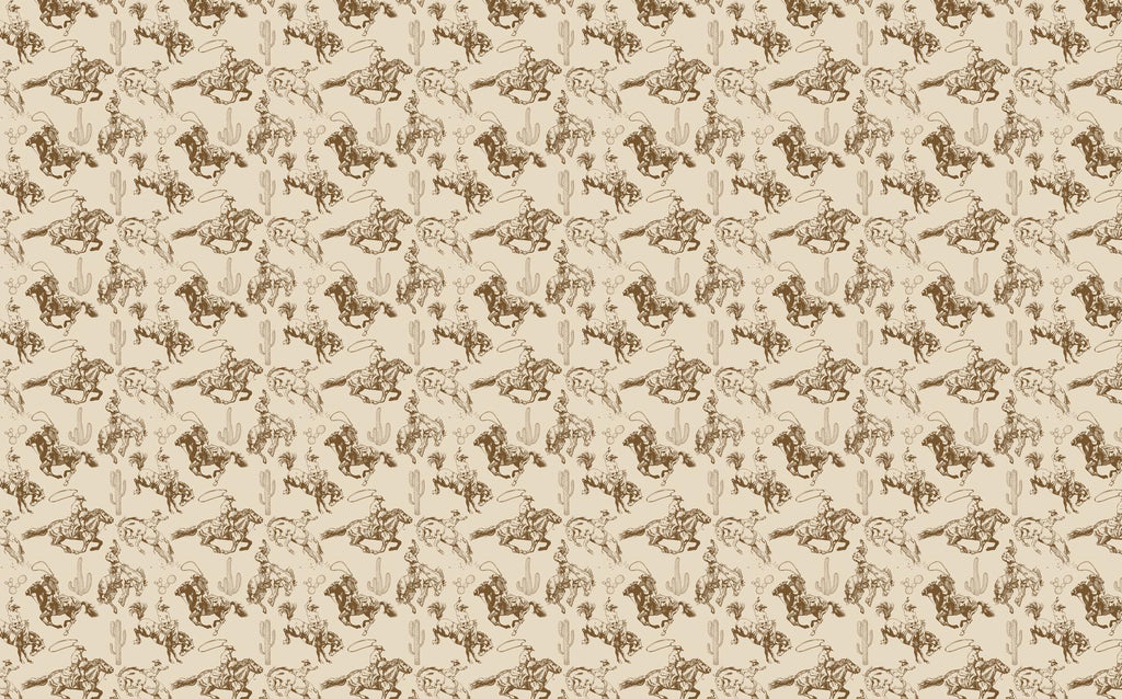 Western Cowboy Peel and Stick Wallpaper: Horse & Cactus Rodeo Mural - View 5