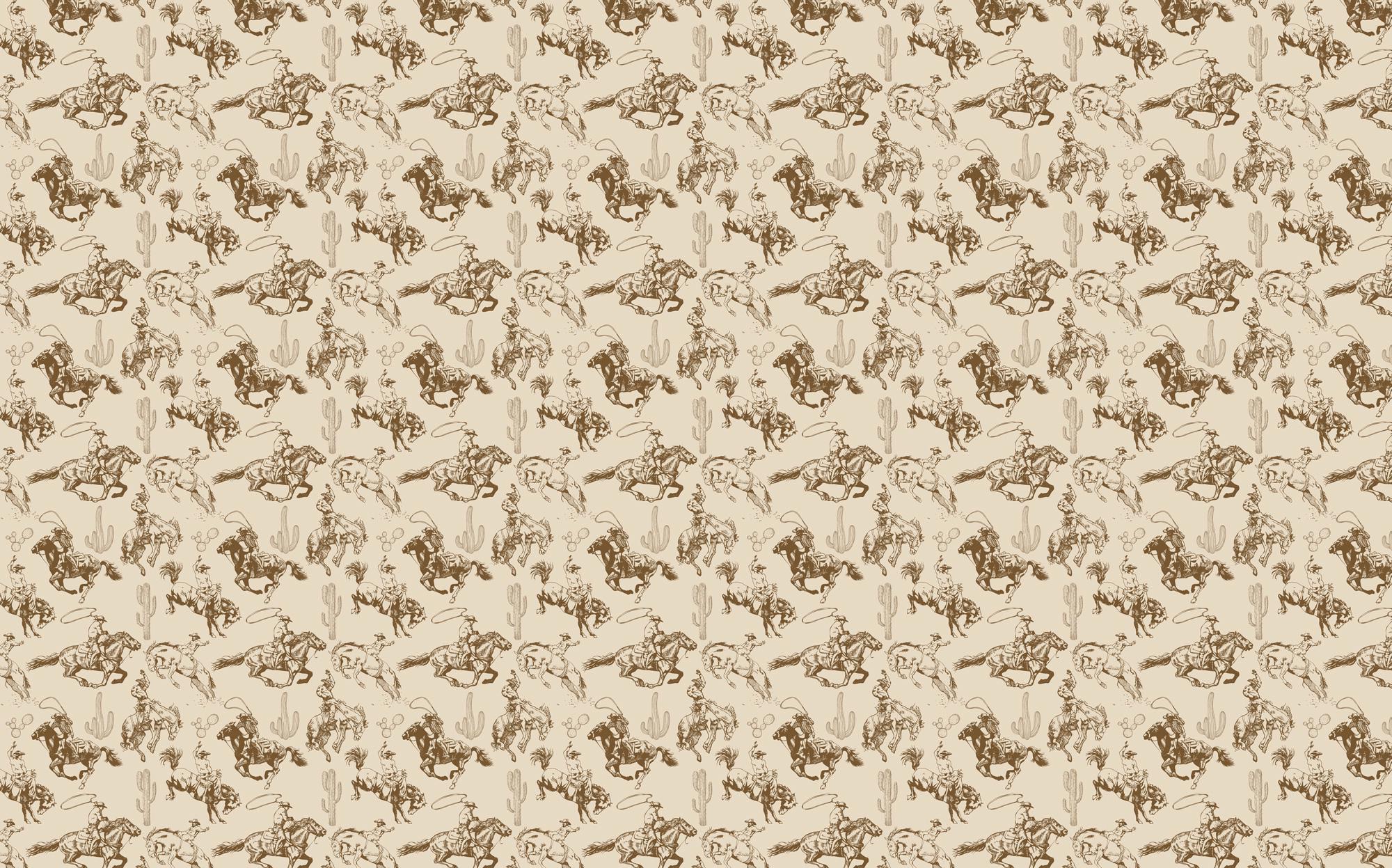 Western Cowboy Peel and Stick Wallpaper: Horse & Cactus Rodeo Mural - View 5