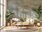 Gold Tree Landscape Wallpaper: Luxe Neutral Forest Wall Mural, Peel & Stick - View 2