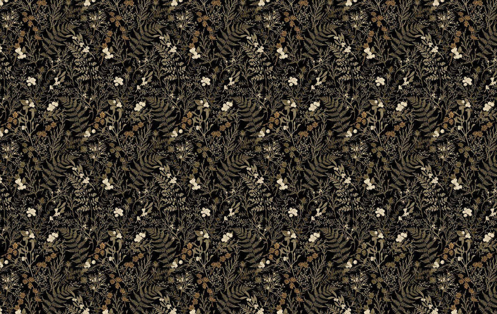 Dark Leafl Peel and Stick Wallpaper: Moody Botanical Wall Mural - View 6