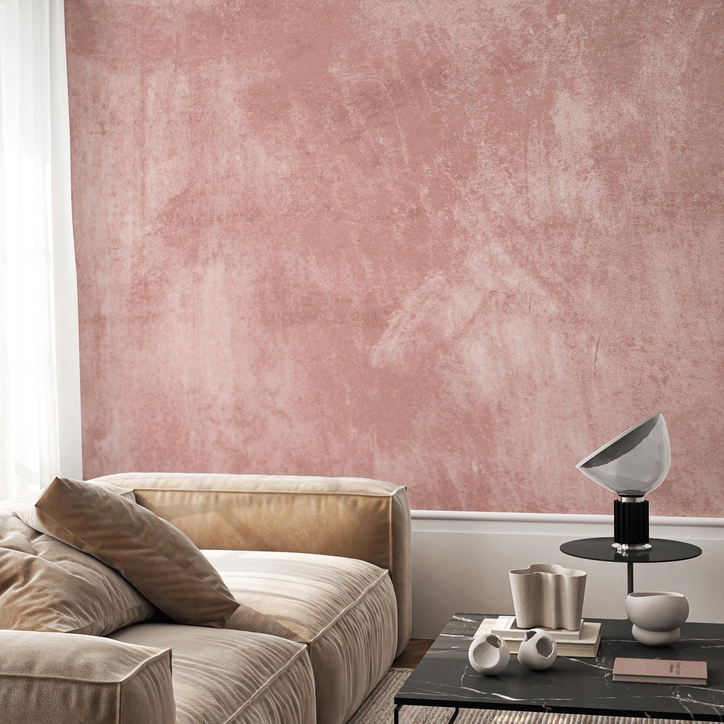 Pink Textured Concrete Wallpaper: Removable Peel and Stick Wall Mural - View 3