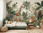 Safari Nursery Wallpaper: Peel and Stick Jungle Animals Wall Mural - View 4