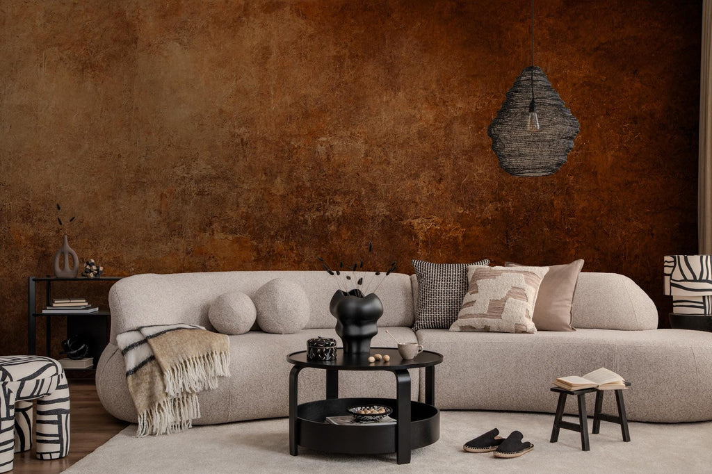 Rustic Terracotta Concrete Peel and Stick Wallpaper, Bronze Patina Texture Custom Sizes Wall Mural - View 4