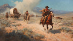 Warm Desert Western Cowboy Landscape Peel and Stick Wallpaper, Custom Size Wall Mural - View 6
