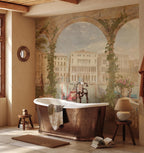 Vintage Landscape Wall Mural, Removable Italian Canal Wallpaper, Peel and Stick Wallpaper