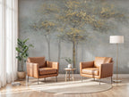 Gold Tree Landscape Wallpaper: Luxe Neutral Forest Wall Mural, Peel & Stick - View 4
