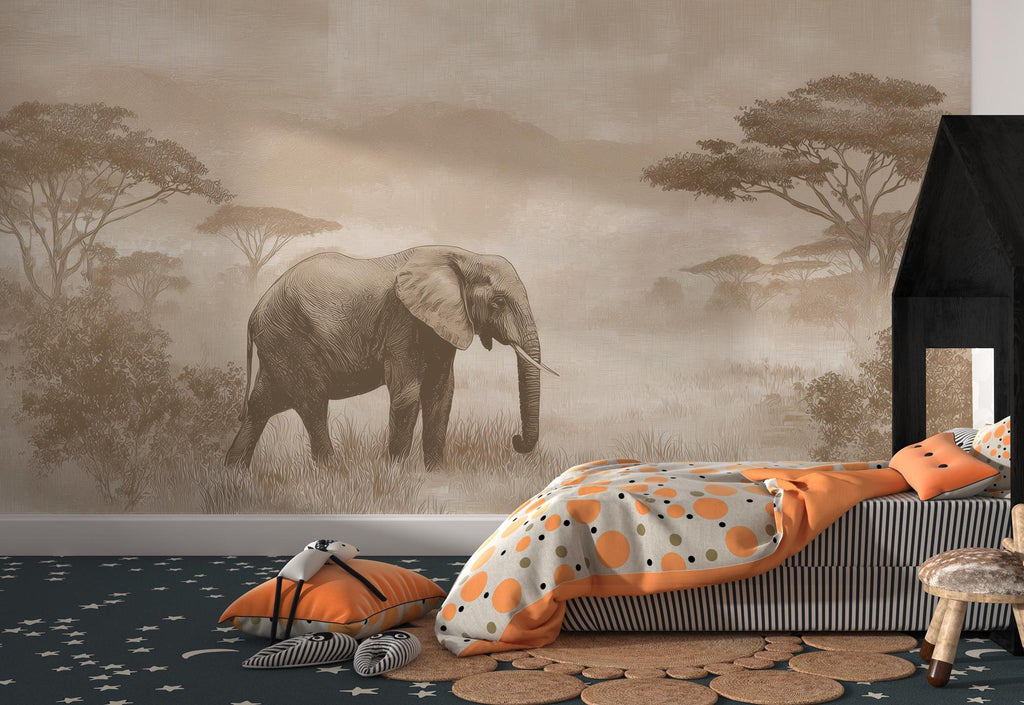 African Elephant Landscape Peel and Stick Wallpaper, Custom Sizes Wall Mural - View 7