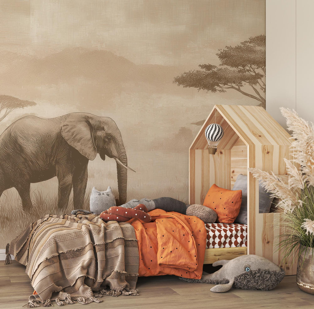 African Elephant Landscape Peel and Stick Wallpaper, Custom Sizes Wall Mural - View 6