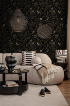 Dark Leafl Peel and Stick Wallpaper: Moody Botanical Wall Mural - View 3