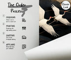 Black Crane Wallpaper: Gold Mountain, Flying Birds, Peel and Stick Mural - View 6