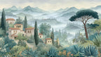 Vintage Countryside Peel and Stick Wallpaper: Pastoral Landscape Wall Mural - View 5