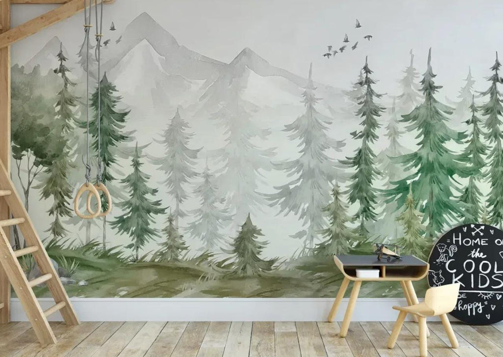 Forest Peel and Stick Wallpaper, Woodland Wall Mural, Kids Room Decor - View 4