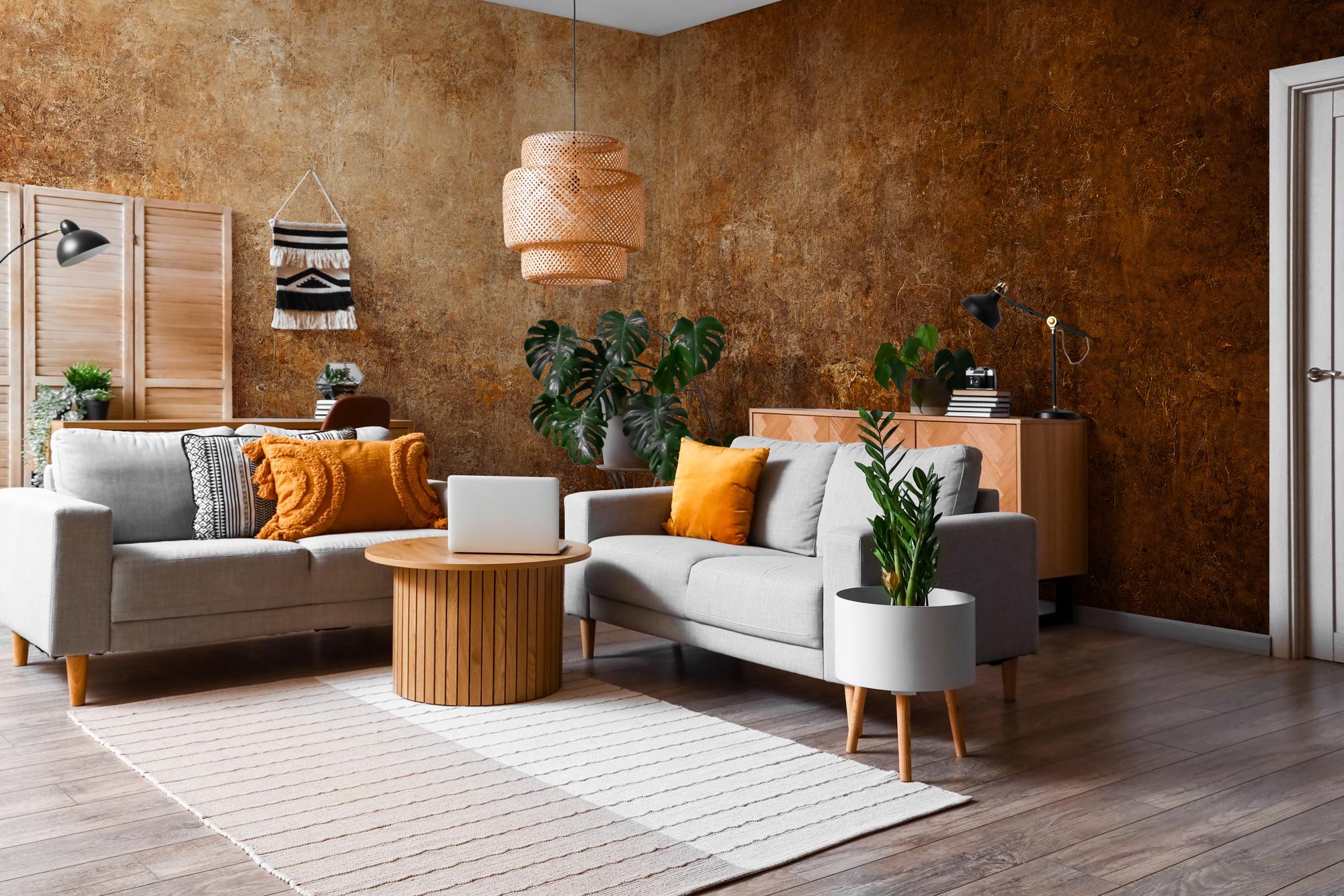 Rustic Terracotta Concrete Peel and Stick Wallpaper, Bronze Patina Texture Custom Sizes Wall Mural - View 2