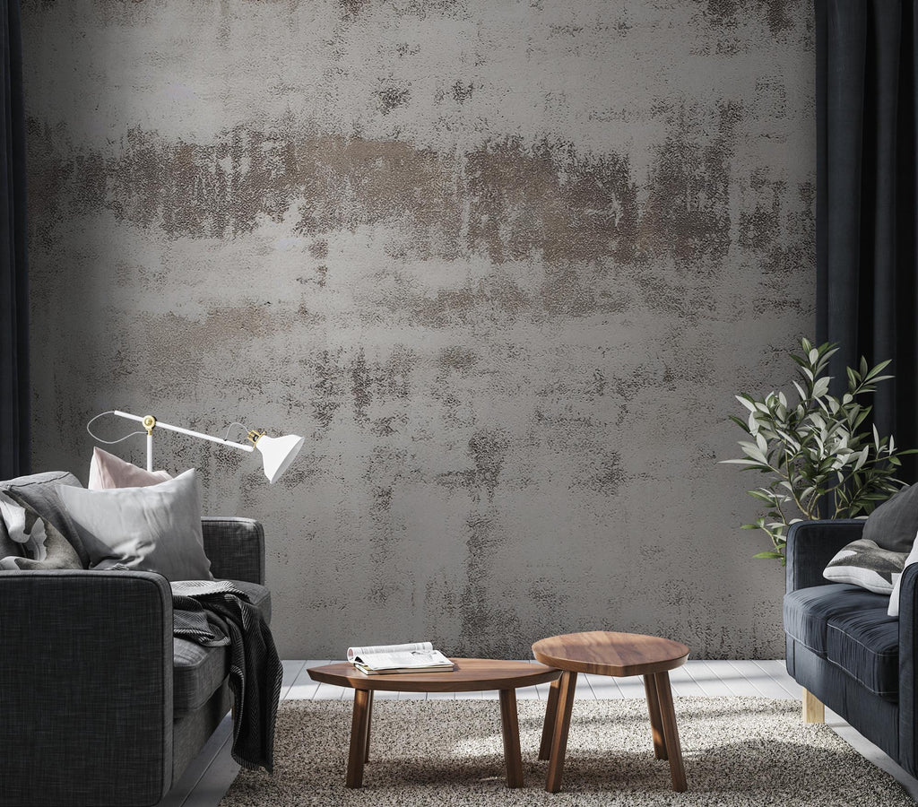 Concrete Beige Peel and Stick Wallpaper: IIndustrial Textured Mural - View 3