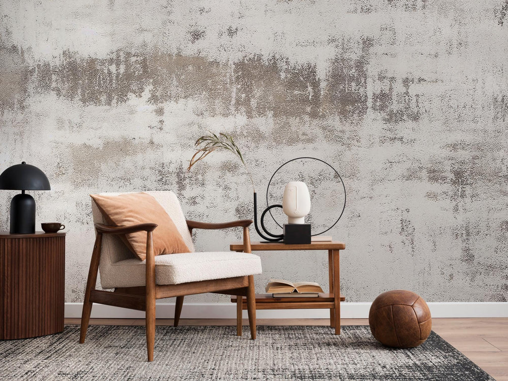 Concrete Beige Peel and Stick Wallpaper: IIndustrial Textured Mural - View 4