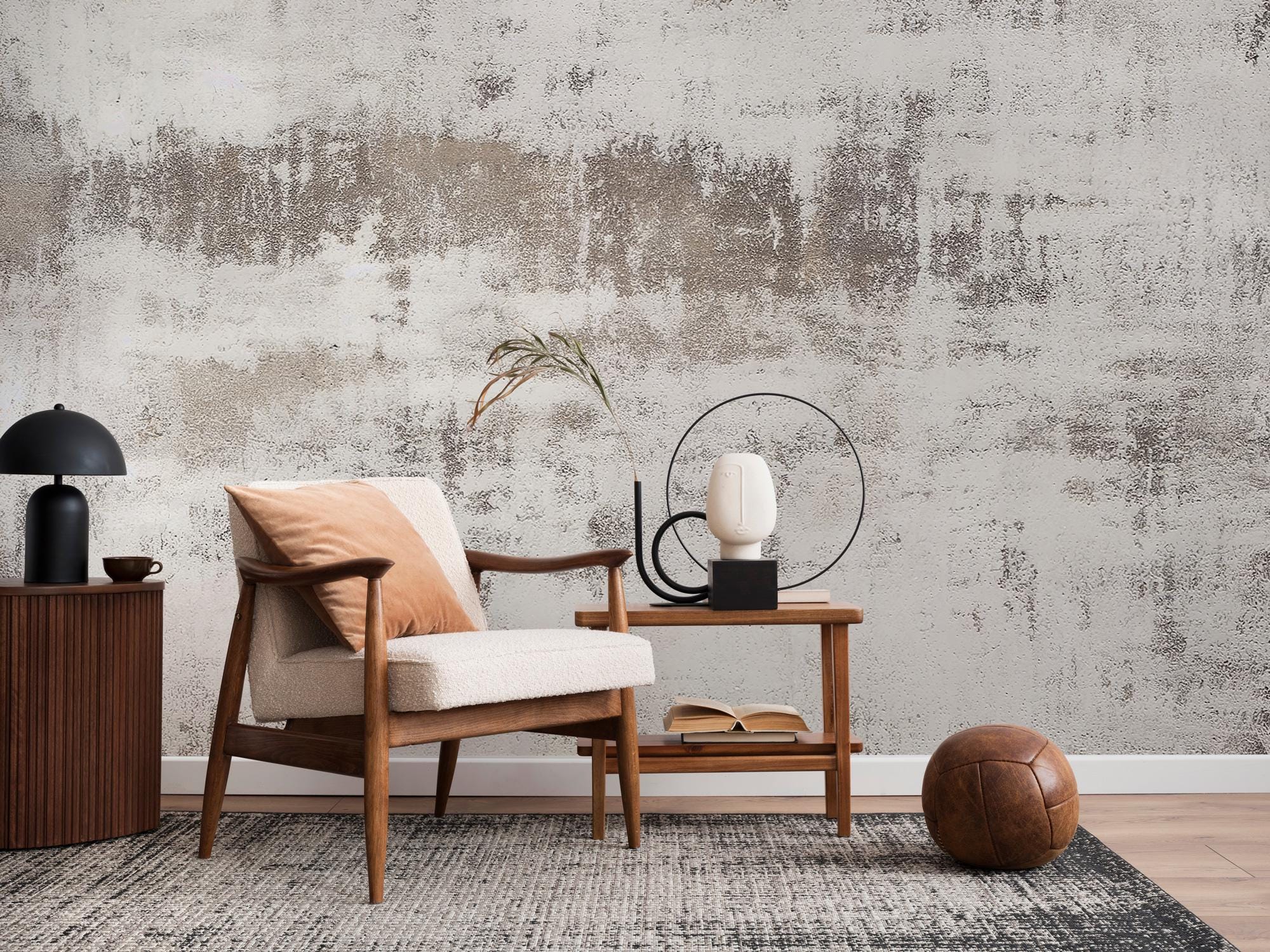 Concrete Beige Peel and Stick Wallpaper: IIndustrial Textured Mural - View 4