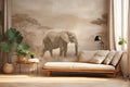 African Elephant Landscape Peel and Stick Wallpaper, Custom Sizes Wall Mural