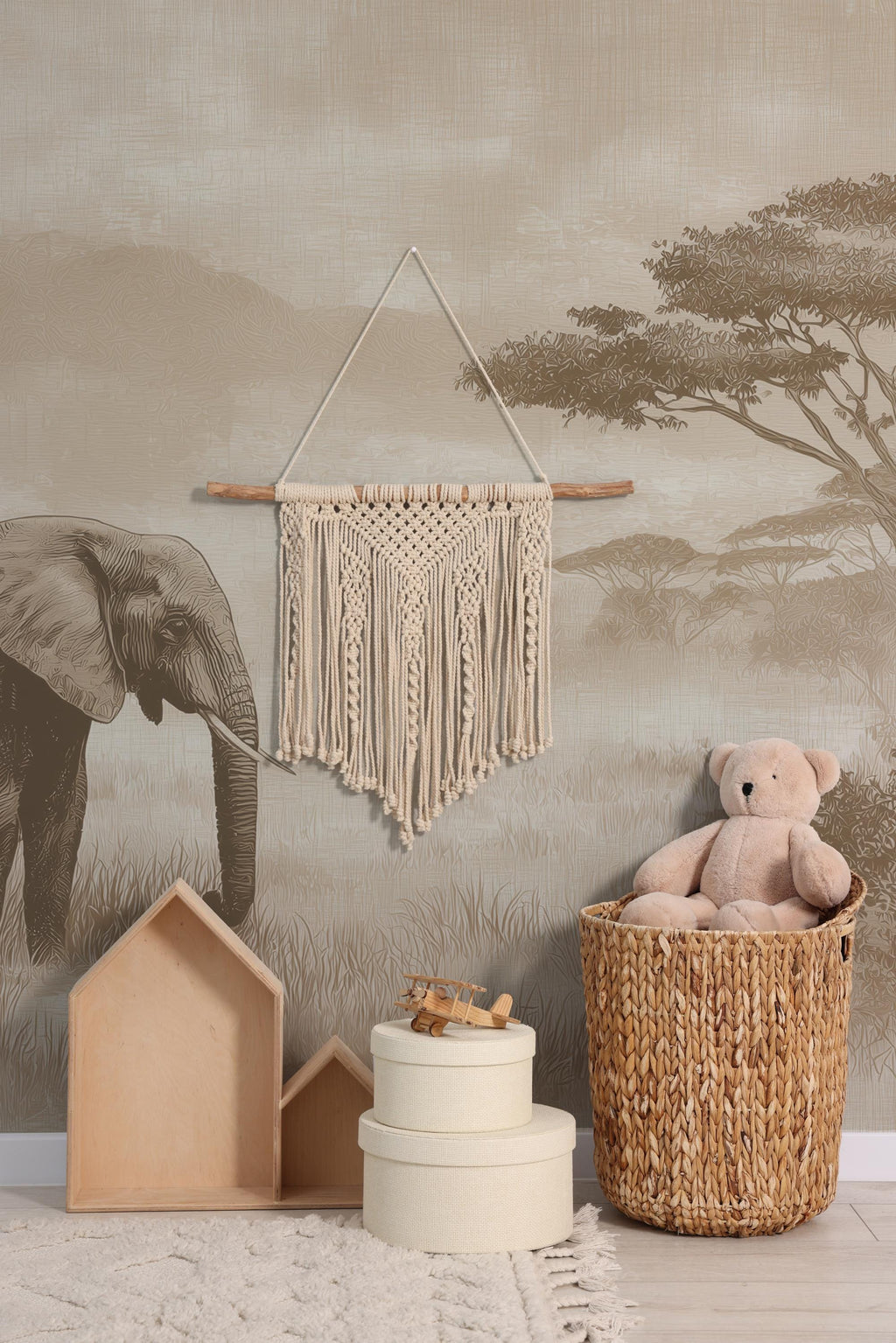 African Elephant Landscape Peel and Stick Wallpaper, Custom Sizes Wall Mural - View 5