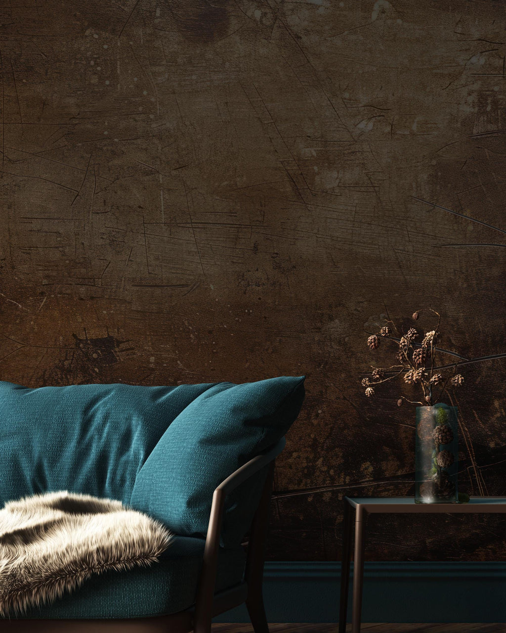 Copper Concrete Texture Wallpaper, Industrial Peel & Stick Wall Mural - View 3