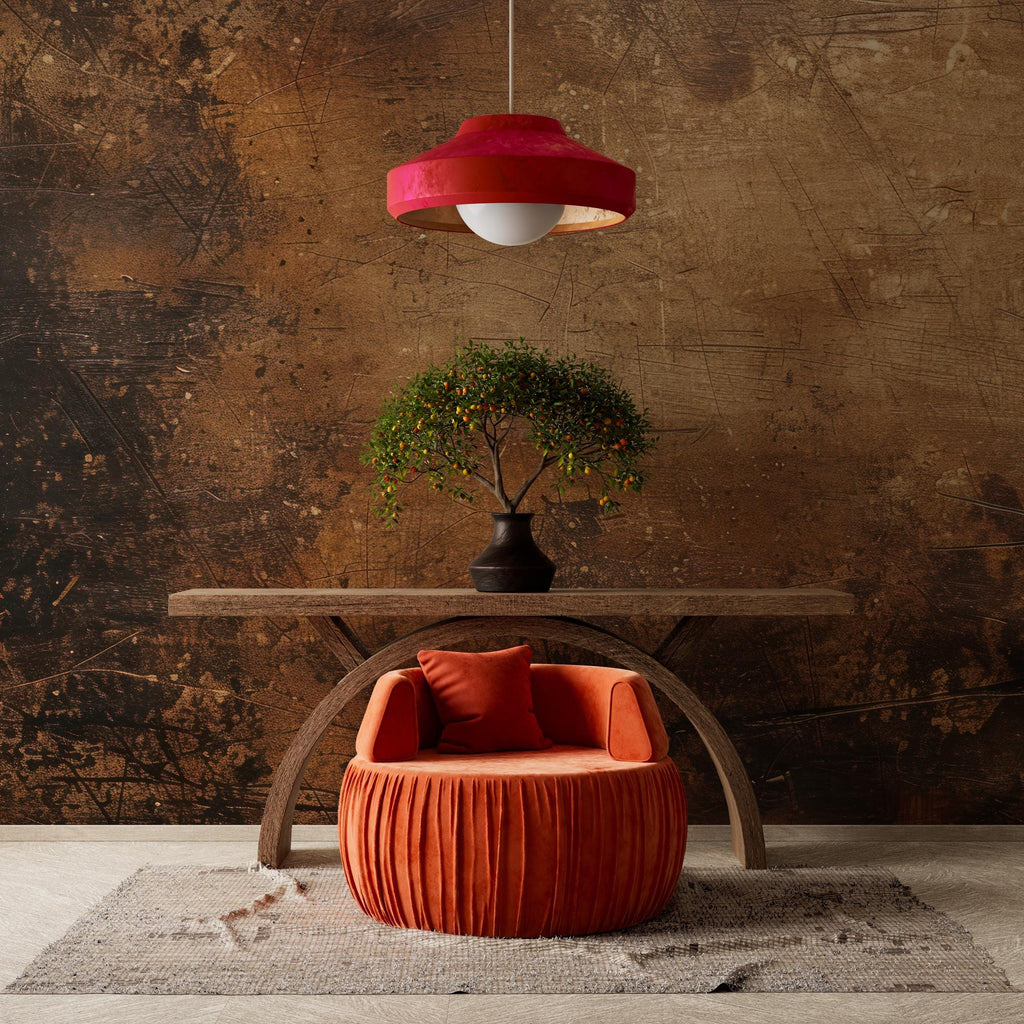 Copper Concrete Texture Wallpaper, Industrial Peel & Stick Wall Mural