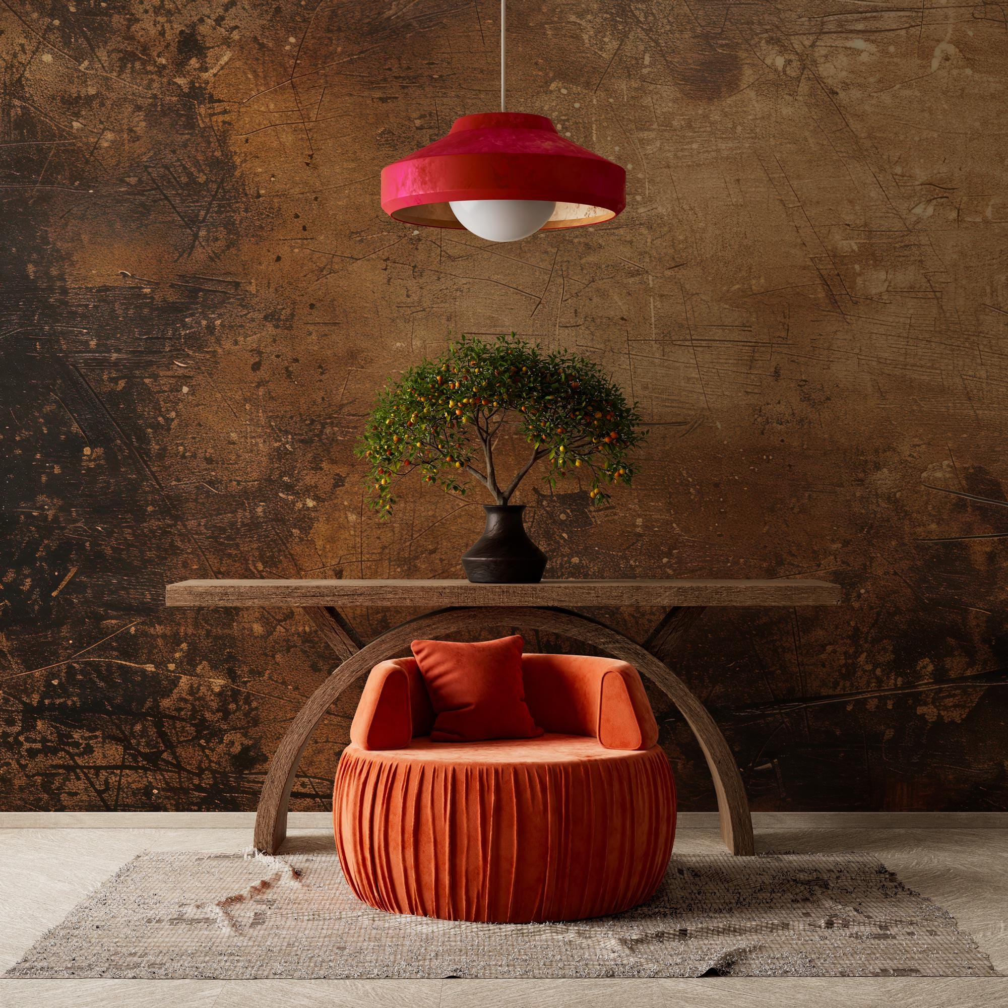 Copper Concrete Texture Wallpaper, Industrial Peel & Stick Wall Mural