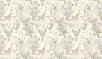 Beige Safari Toile Wallpaper: Kids Room Animal Wall Mural - View 2