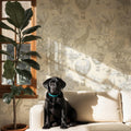 Beige Safari Toile Wallpaper: Kids Room Animal Wall Mural