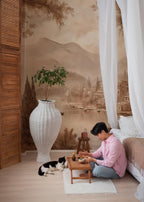 Vintage Italian Landscape Wall Mural: Countryside Peel and Stick Wallpaper - View 3