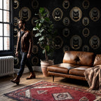 Vintage Cat Portrait Peel and Stick Wallpaper: Gothic Dark Wall Mural - View 2