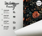 Dramatic Dark Floral Custom Sizes Wallpaper Mural: Elegant Botanical Peel and Stick Wall Decor - View 5